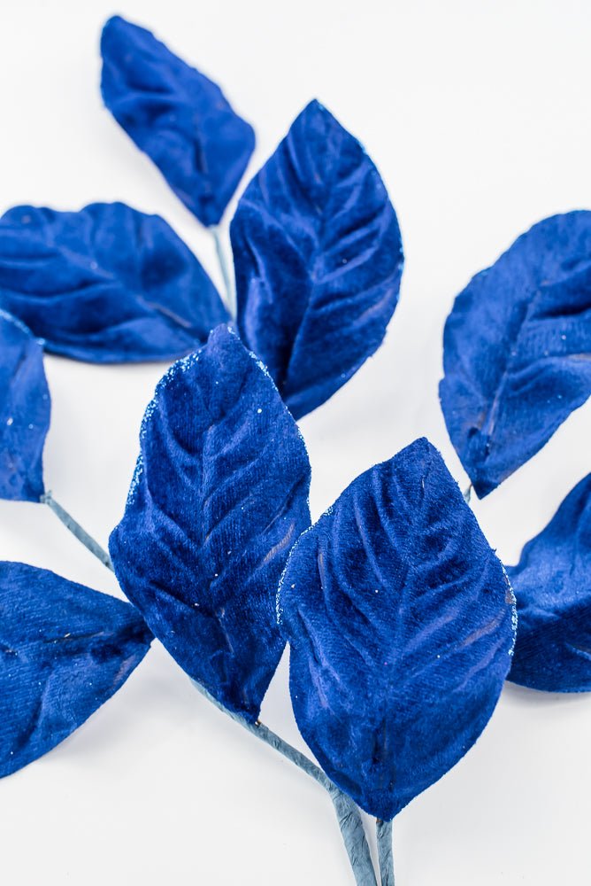 Artificial Sapphire Velvet Magnolia Leaves Spray - 30" - Greenery Market86787SAPP