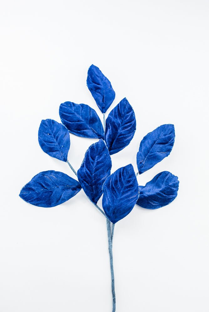 Artificial Sapphire Velvet Magnolia Leaves Spray - 30" - Greenery Market86787SAPP