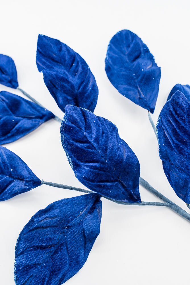 Artificial Sapphire Velvet Magnolia Leaves Spray - 30" - Greenery Market86787SAPP
