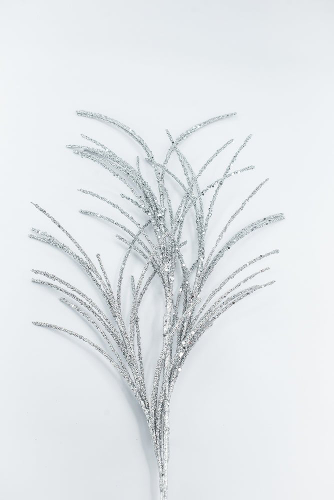 Artificial Silver Glitter Grass Spray - 33" - Greenery MarketArtificial Flora65851-SILVER