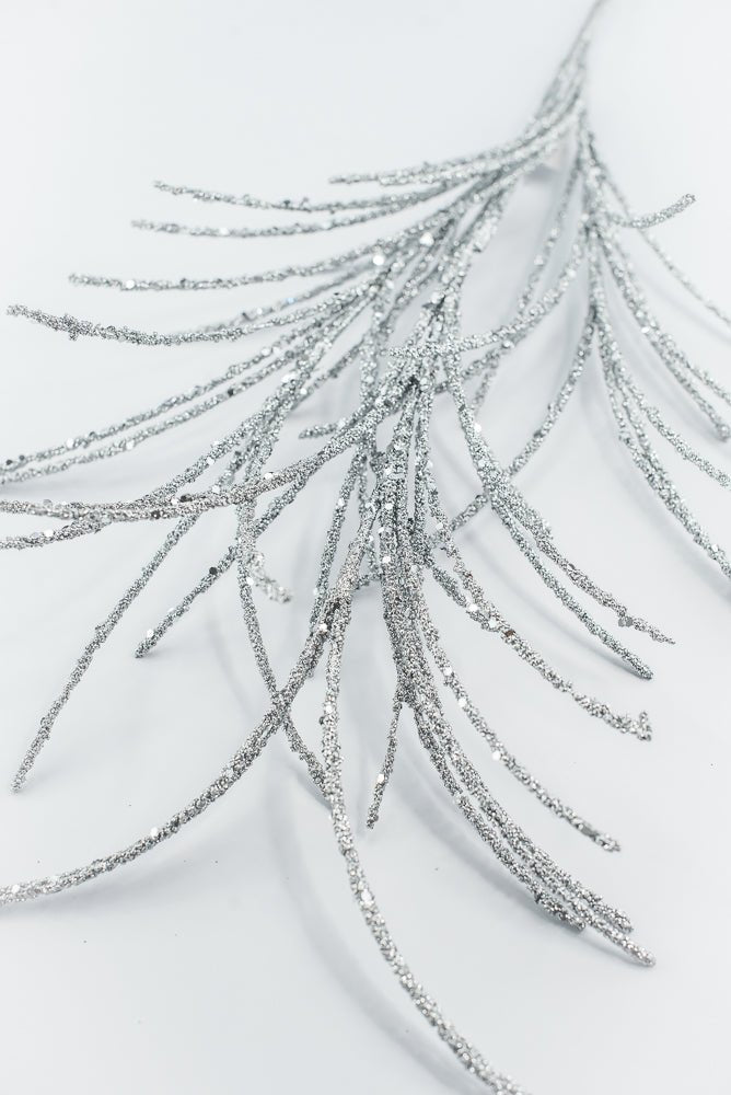 Artificial Silver Glitter Grass Spray - 33" - Greenery MarketArtificial Flora65851-SILVER