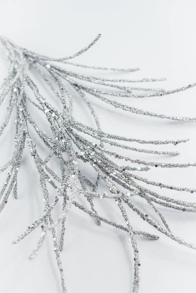 Artificial Silver Glitter Grass Spray - 33" - Greenery MarketArtificial Flora65851-SILVER