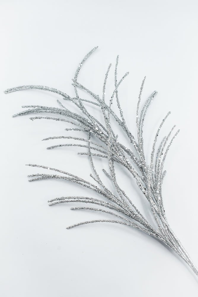 Artificial Silver Glitter Grass Spray - 33" - Greenery MarketArtificial Flora65851-SILVER
