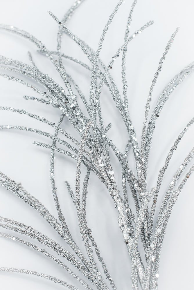 Artificial Silver Glitter Grass Spray - 33" - Greenery MarketArtificial Flora65851-SILVER