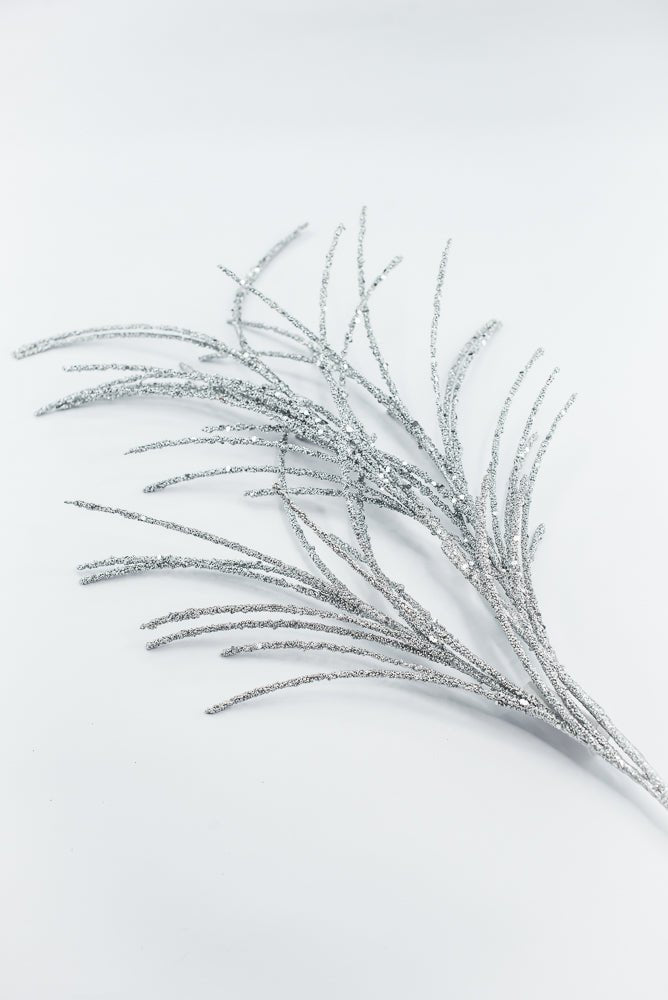 Artificial Silver Glitter Grass Spray - 33" - Greenery MarketArtificial Flora65851-SILVER