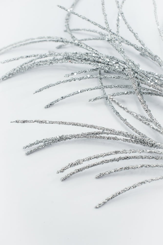 Artificial Silver Glitter Grass Spray - 33" - Greenery MarketArtificial Flora65851-SILVER