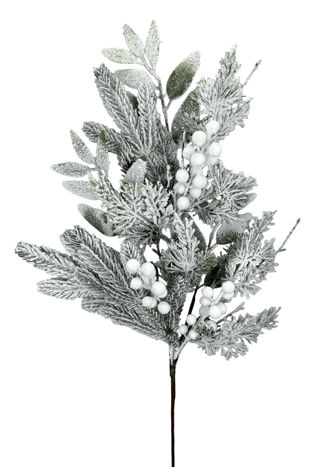 Artificial Snow Flocked Pine Mix Berry Spray - 30" - Greenery Market86377SNOW