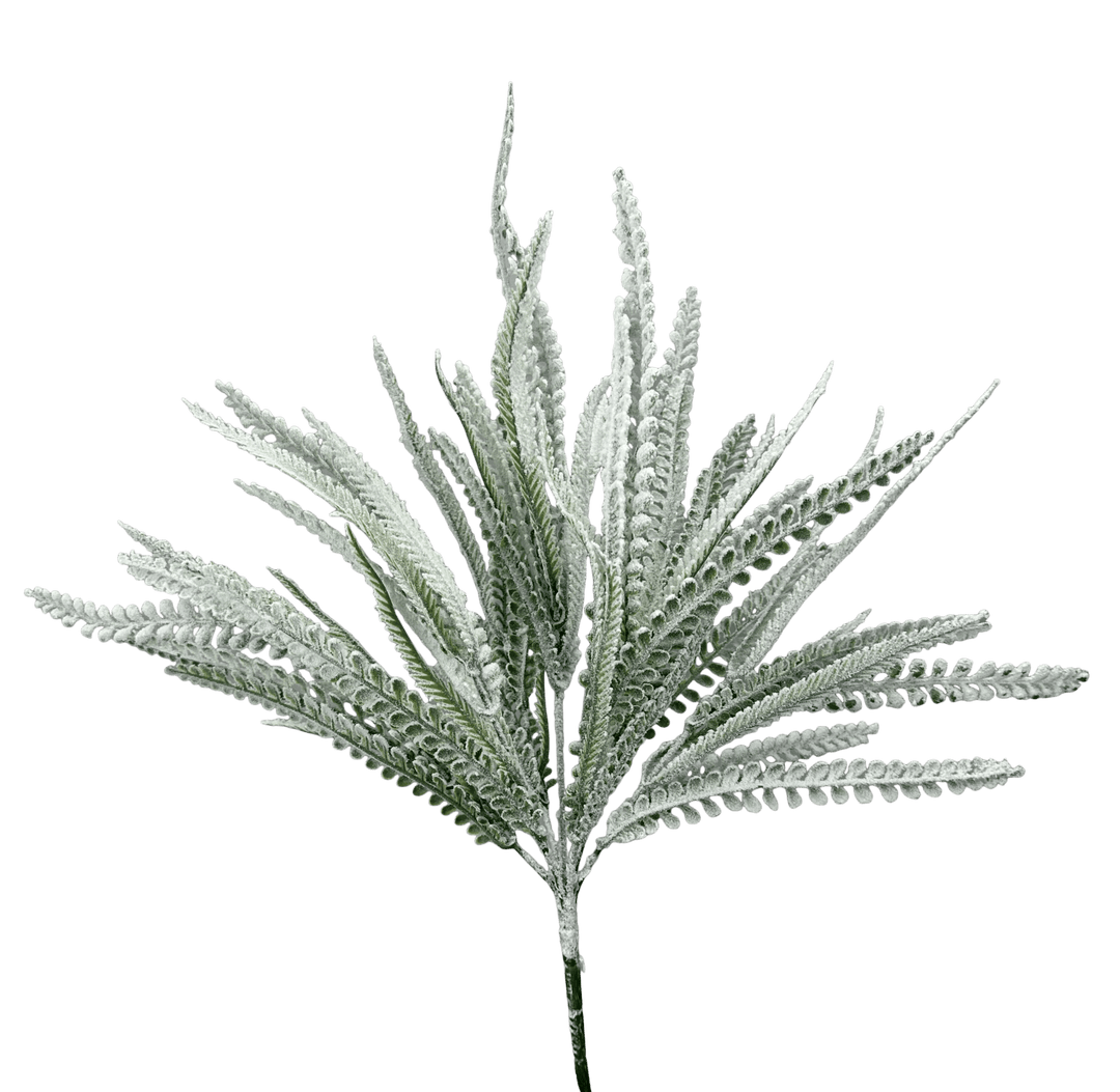 Artificial Snow Plastic Leaves Bush - 20" - Greenery Market86616SNOW