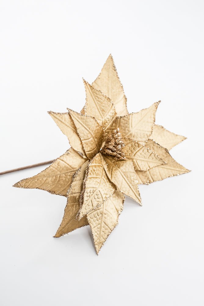 Artificial Soft Gold Poinsettia Stem - 20" - Greenery MarketArtificial Flowers279389