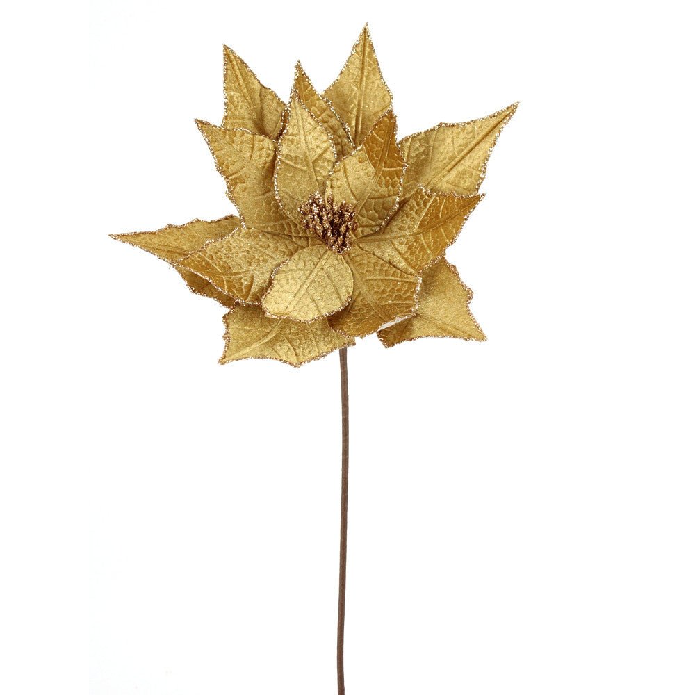 Artificial Soft Gold Poinsettia Stem - 20" - Greenery MarketArtificial Flowers279389
