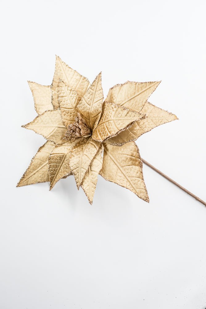 Artificial Soft Gold Poinsettia Stem - 20" - Greenery MarketArtificial Flowers279389
