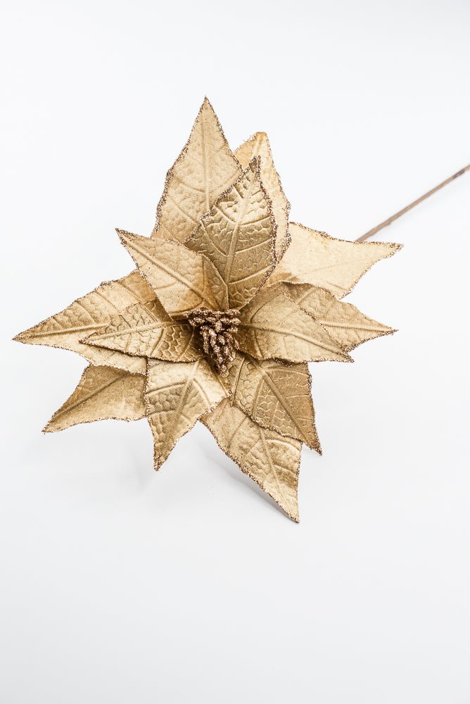 Artificial Soft Gold Poinsettia Stem - 20" - Greenery MarketArtificial Flowers279389