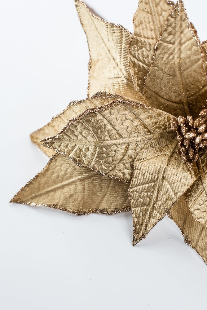 Artificial Soft Gold Poinsettia Stem - 20" - Greenery MarketArtificial Flowers279389