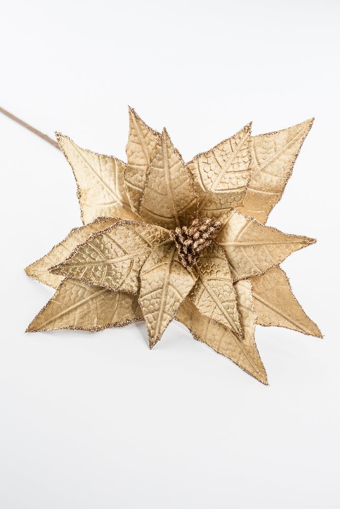 Artificial Soft Gold Poinsettia Stem - 20" - Greenery MarketArtificial Flowers279389