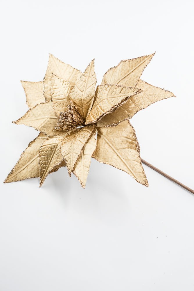 Artificial Soft Gold Poinsettia Stem - 20" - Greenery MarketArtificial Flowers279389