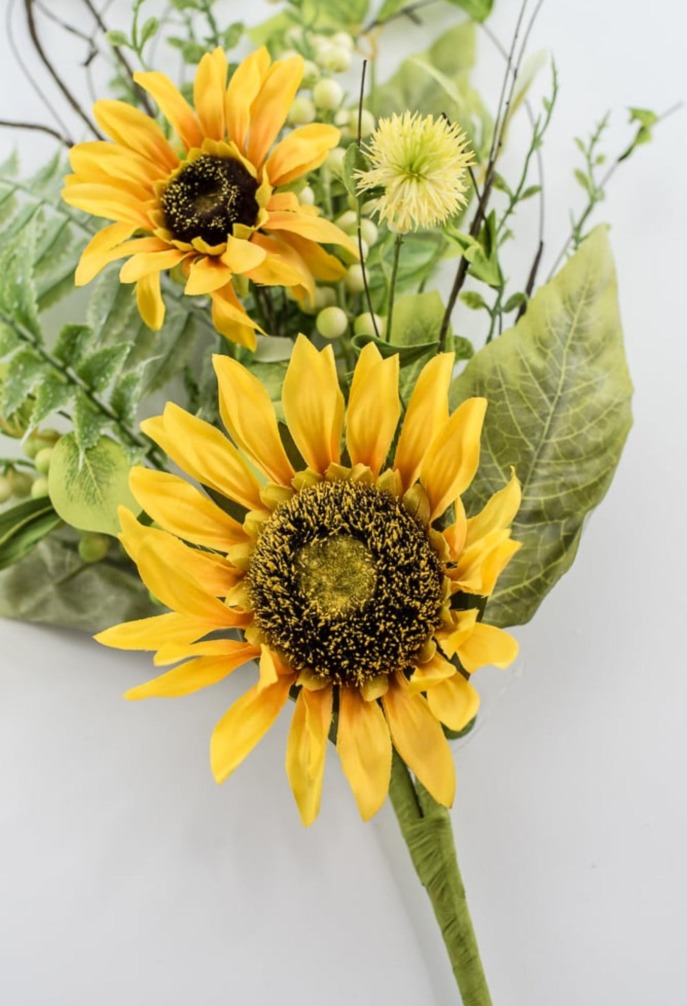 Artificial Sunflower and mixed greenery spray - Greenery Marketartificial flowers63053sp28