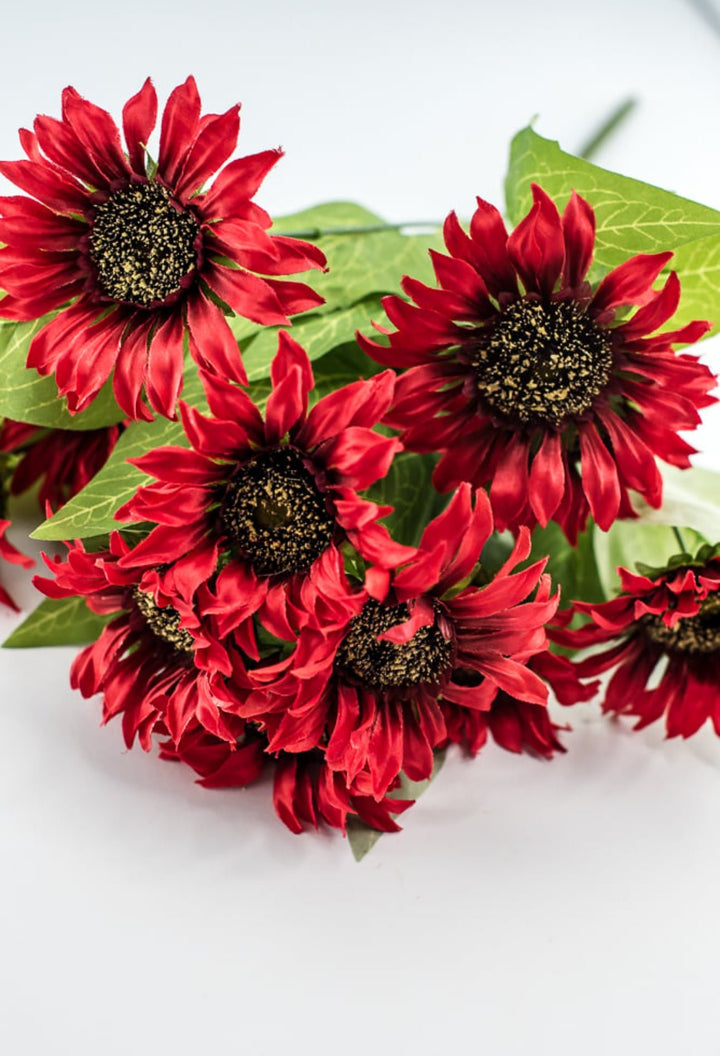 Artificial Sunflower flower bush - red - Greenery Marketartificial flowers12043