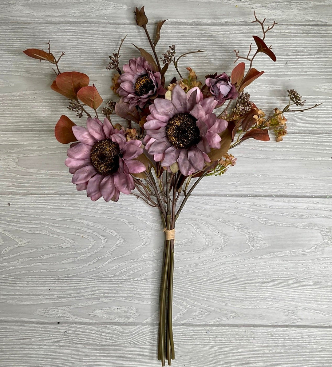 Artificial sunflowers and eucalyptus mixed bundle - antique purple - Greenery MarketArtificial Flora26338