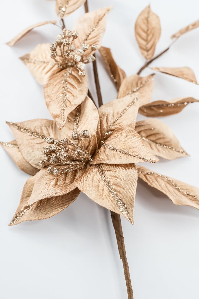 Artificial Tan Poinsettia Leaves Spray - 27" - Greenery Market86872TAN