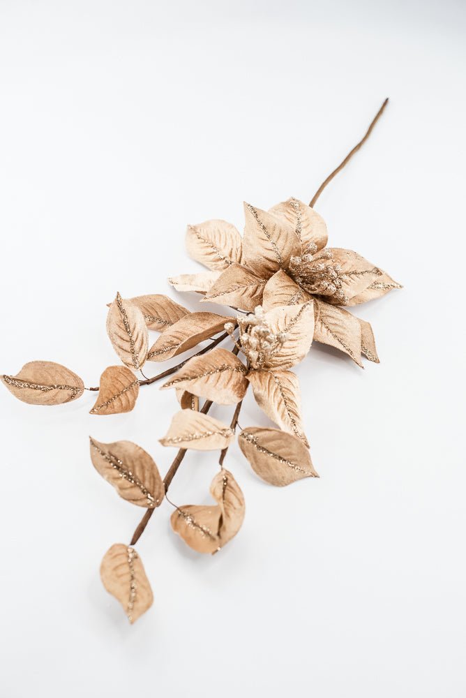 Artificial Tan Poinsettia Leaves Spray - 27" - Greenery Market86872TAN