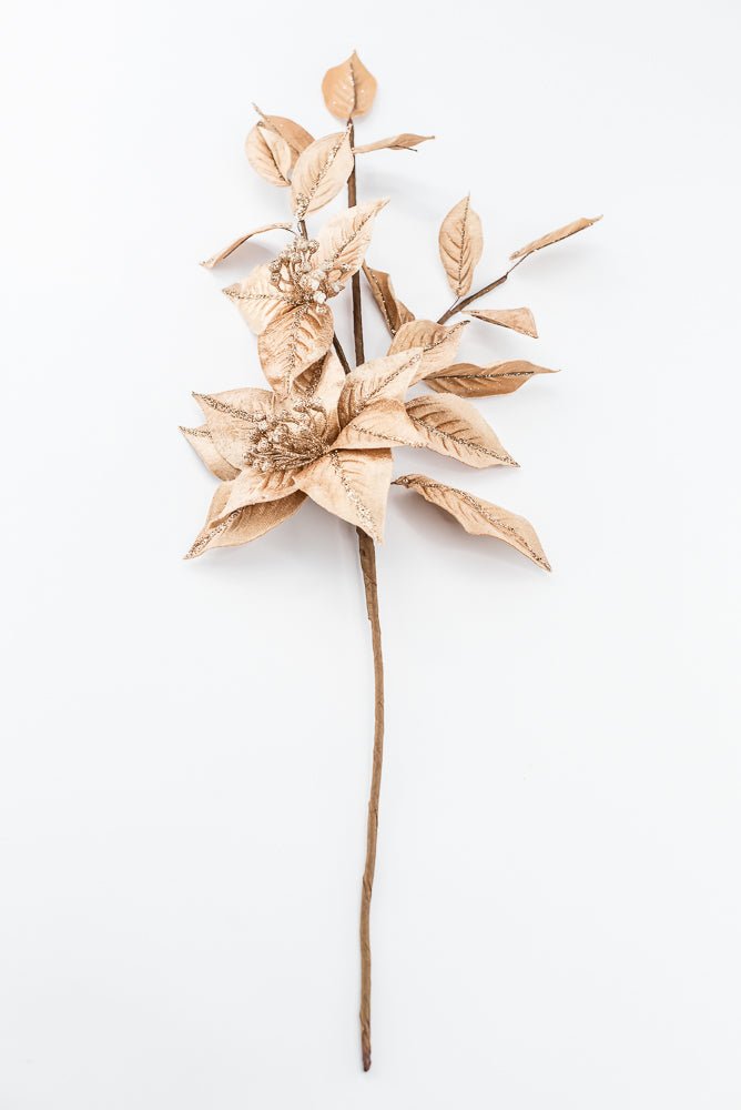 Artificial Tan Poinsettia Leaves Spray - 27" - Greenery Market86872TAN