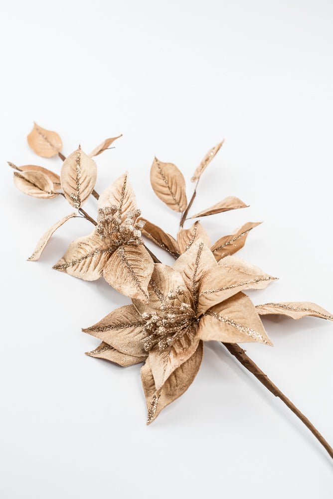 Artificial Tan Poinsettia Leaves Spray - 27" - Greenery Market86872TAN