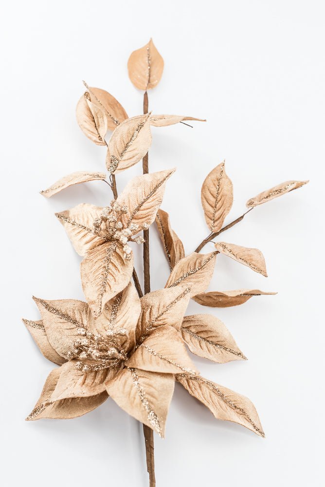 Artificial Tan Poinsettia Leaves Spray - 27" - Greenery Market86872TAN