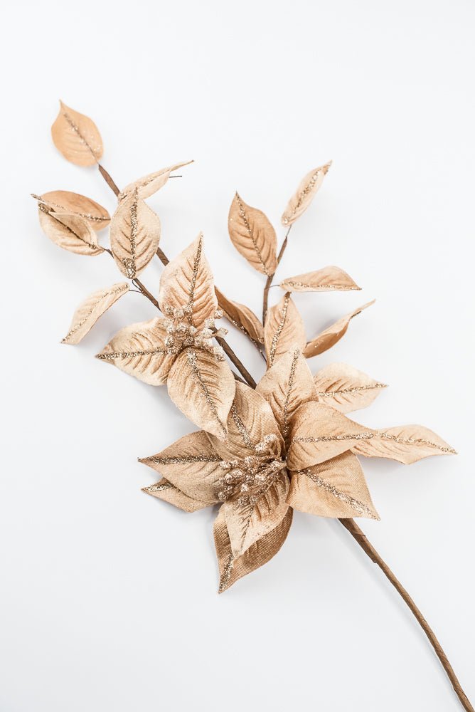 Artificial Tan Poinsettia Leaves Spray - 27" - Greenery Market86872TAN
