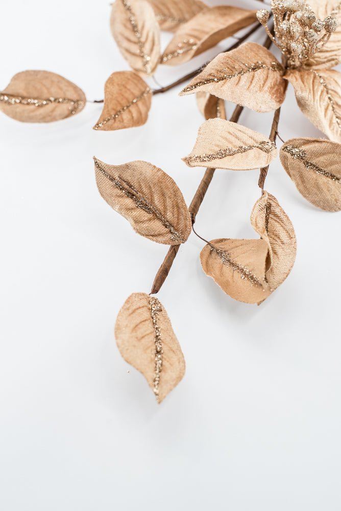 Artificial Tan Poinsettia Leaves Spray - 27" - Greenery Market86872TAN