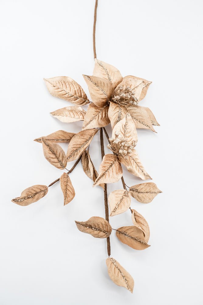Artificial Tan Poinsettia Leaves Spray - 27" - Greenery Market86872TAN