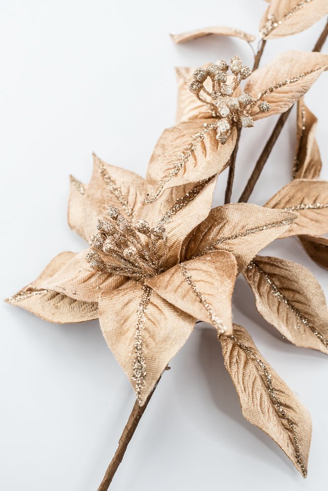 Artificial Tan Poinsettia Leaves Spray - 27" - Greenery Market86872TAN