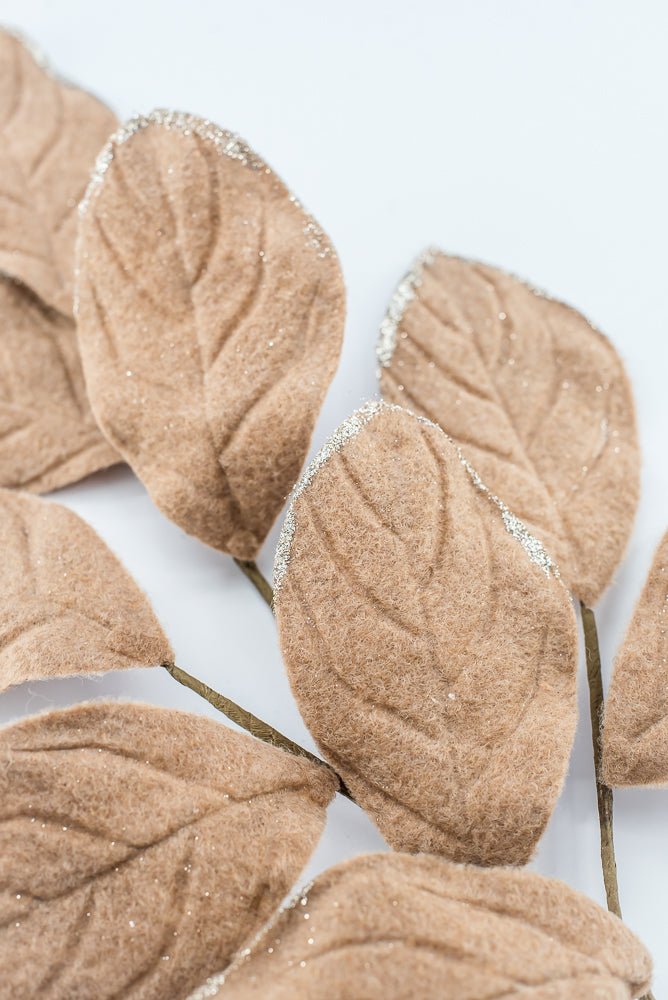 Artificial Tan Velvet Magnolia Leaves Spray - 30" - Greenery Market86787TAN