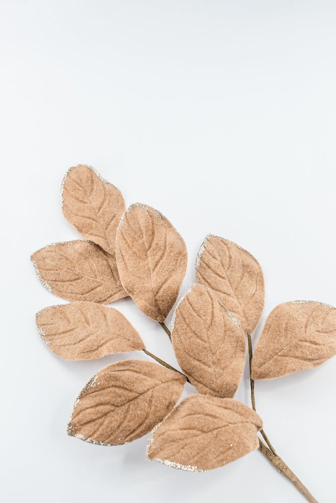 Artificial Tan Velvet Magnolia Leaves Spray - 30" - Greenery Market86787TAN