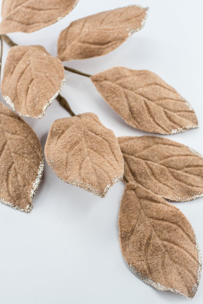 Artificial Tan Velvet Magnolia Leaves Spray - 30" - Greenery Market86787TAN