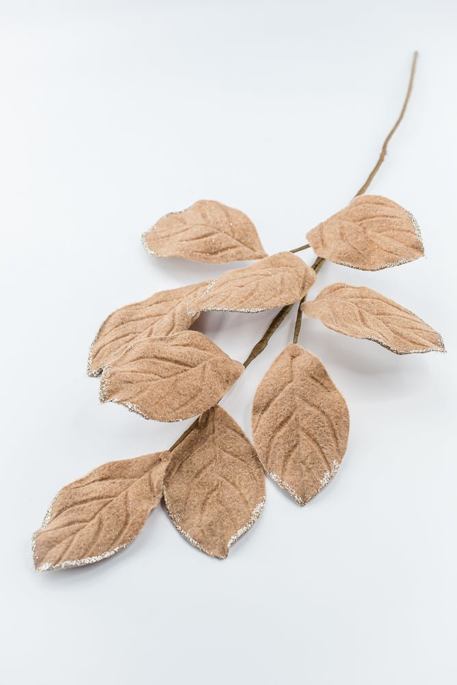 Artificial Tan Velvet Magnolia Leaves Spray - 30" - Greenery Market86787TAN