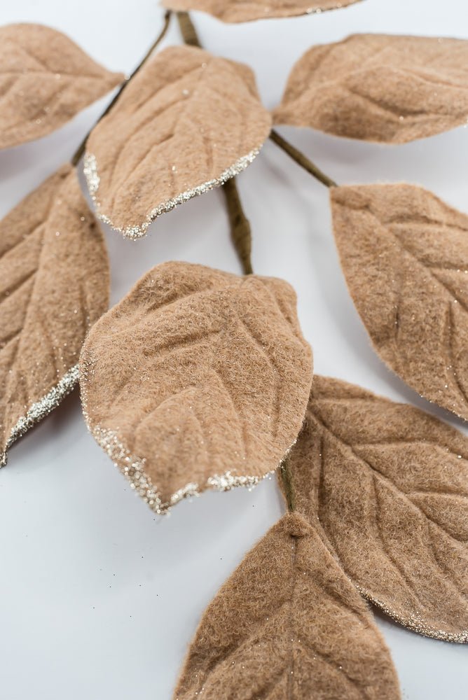 Artificial Tan Velvet Magnolia Leaves Spray - 30" - Greenery Market86787TAN