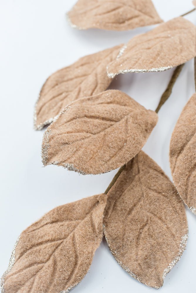 Artificial Tan Velvet Magnolia Leaves Spray - 30" - Greenery Market86787TAN