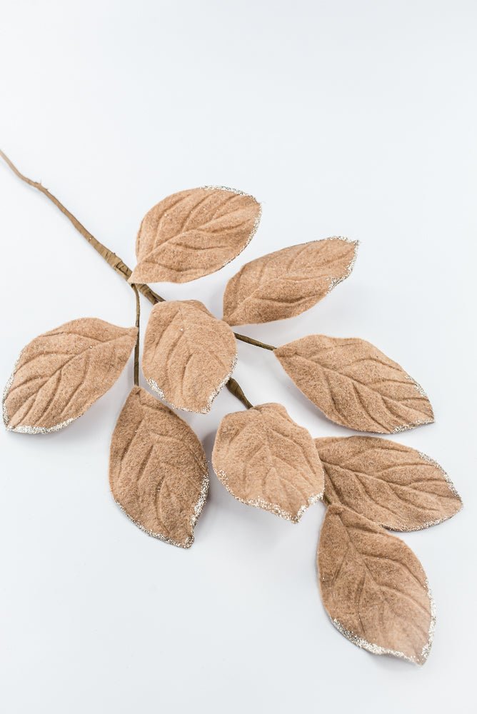 Artificial Tan Velvet Magnolia Leaves Spray - 30" - Greenery Market86787TAN