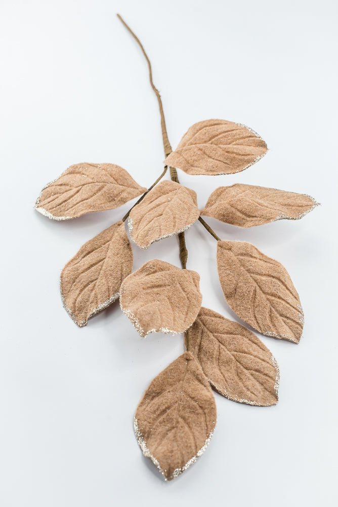 Artificial Tan Velvet Magnolia Leaves Spray - 30" - Greenery Market86787TAN