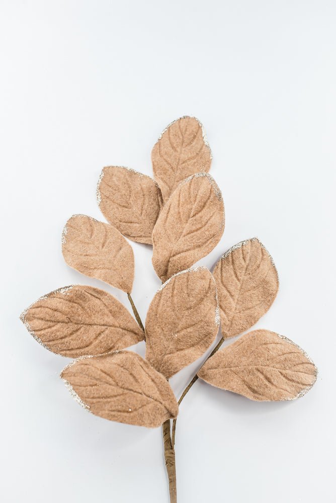 Artificial Tan Velvet Magnolia Leaves Spray - 30" - Greenery Market86787TAN
