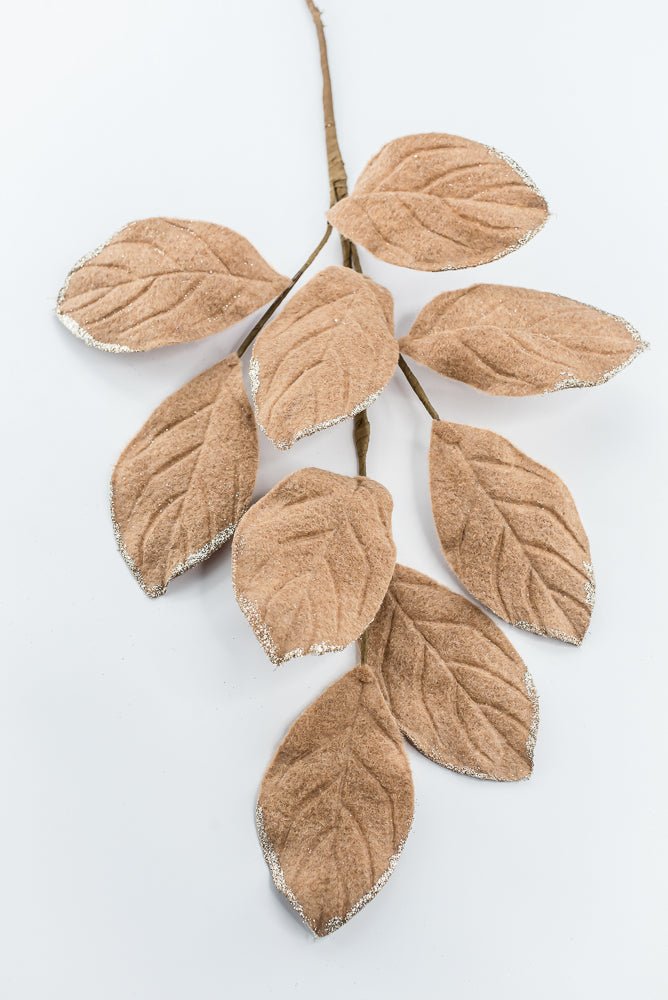 Artificial Tan Velvet Magnolia Leaves Spray - 30" - Greenery Market86787TAN