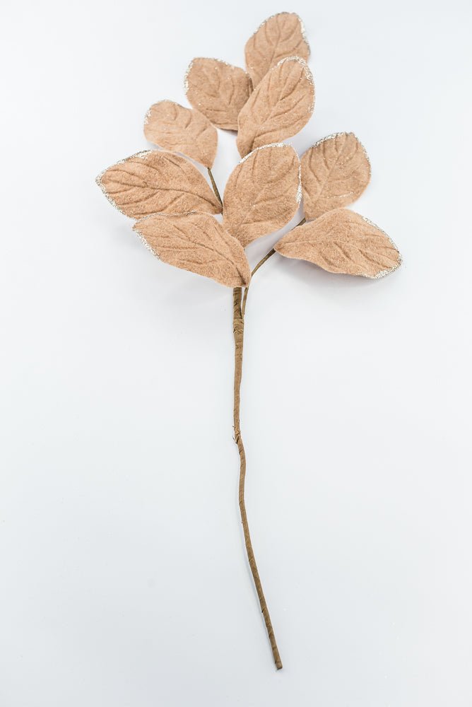 Artificial Tan Velvet Magnolia Leaves Spray - 30" - Greenery Market86787TAN