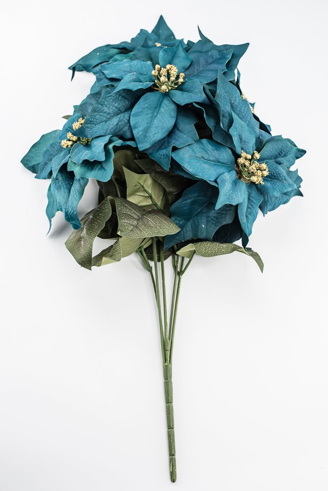 Artificial Teal Poinsettia Bush - 20" - Greenery Market87021TEAL