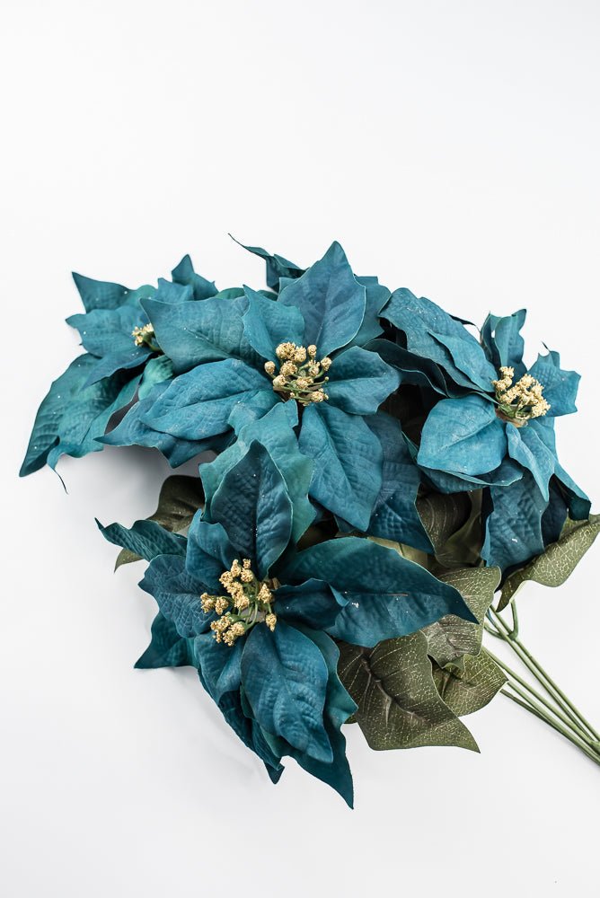 Artificial Teal Poinsettia Bush - 20" - Greenery Market87021TEAL
