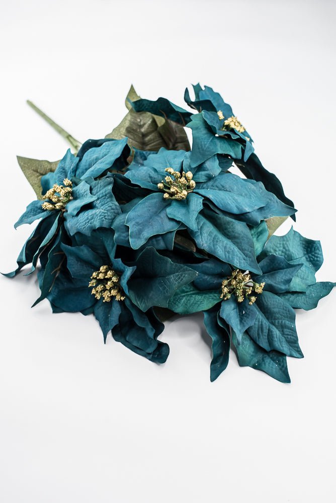 Artificial Teal Poinsettia Bush - 20" - Greenery Market87021TEAL