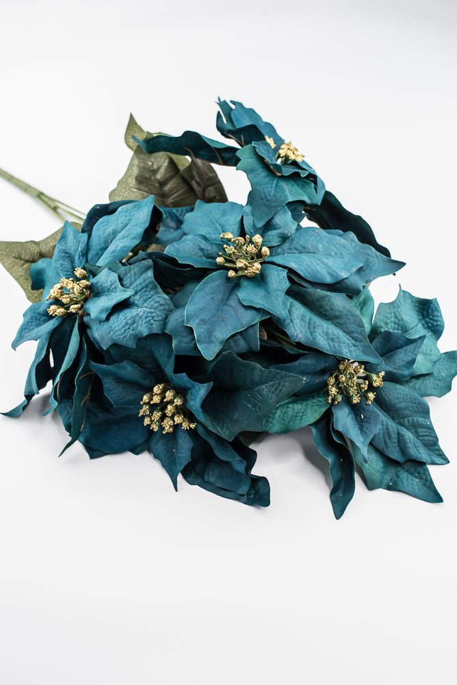 Artificial Teal Poinsettia Bush - 20" - Greenery Market87021TEAL