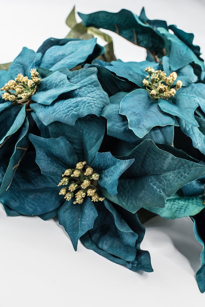 Artificial Teal Poinsettia Bush - 20" - Greenery Market87021TEAL