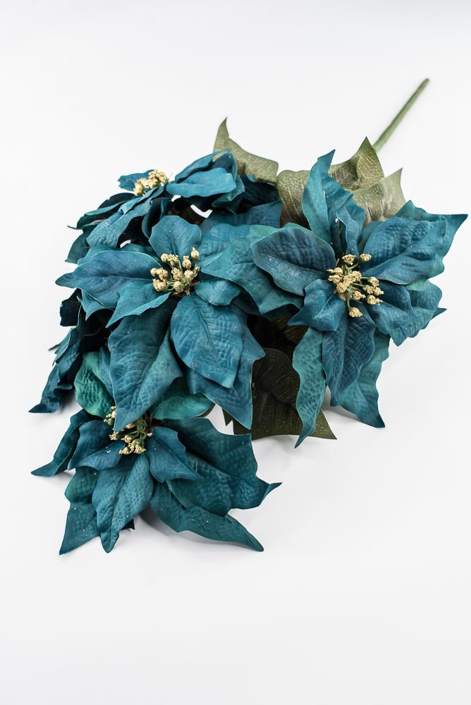 Artificial Teal Poinsettia Bush - 20" - Greenery Market87021TEAL
