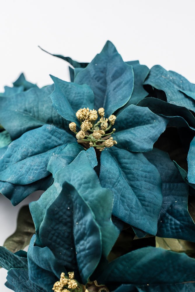 Artificial Teal Poinsettia Bush - 20" - Greenery Market87021TEAL