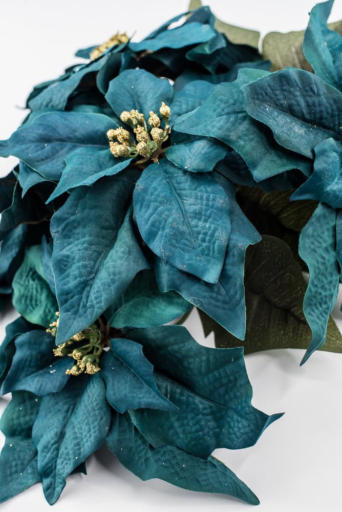 Artificial Teal Poinsettia Bush - 20" - Greenery Market87021TEAL